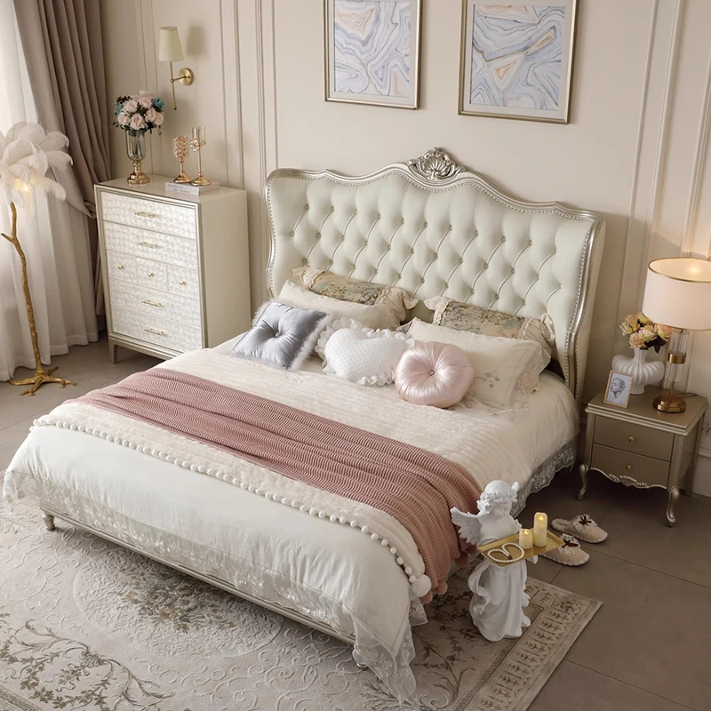 Customizable Letto in pelle europea Camera da letto principessa  king size con doppio contenitore  per dormire
