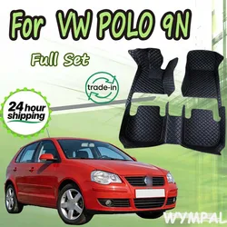 Custom Auto Luxury Leather Car Floor Mat For VW POLO 9N 2002 2003 2004 2005 2006 Car Mat Full Set Women Waterproof Accessories