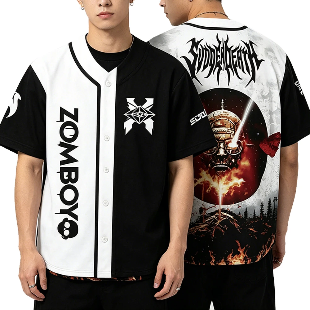 

All in One Baseball Jersey Excision Slander Subtronics Svdden Death DJ Short Sleeve Button-up Shirts Women Men Streetwear Tops