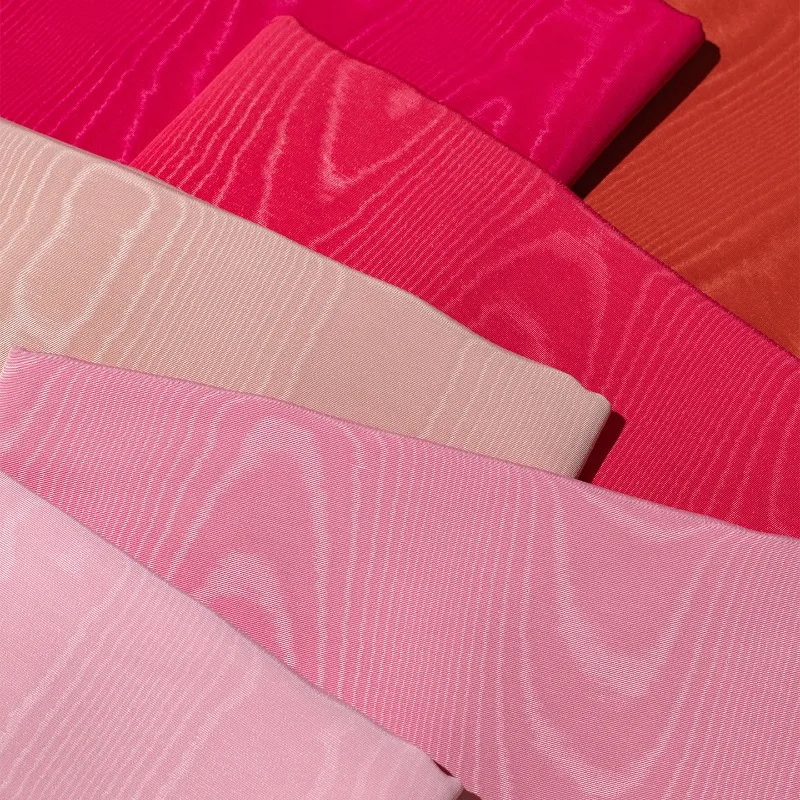 Pink Irregular Reflective Brushed Moire Wave Texture Fabric Designer Outerwear Fashion Handmade DIY Home Craft Material Textile