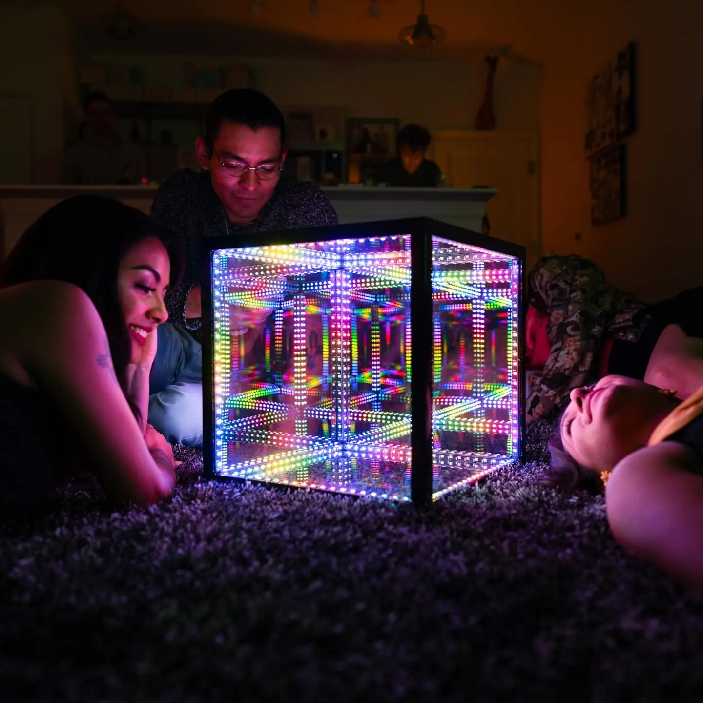 Infinity Cube LED Light - 15-Inch Sound Reactive Table Desktop Lamp - Cool & Creative