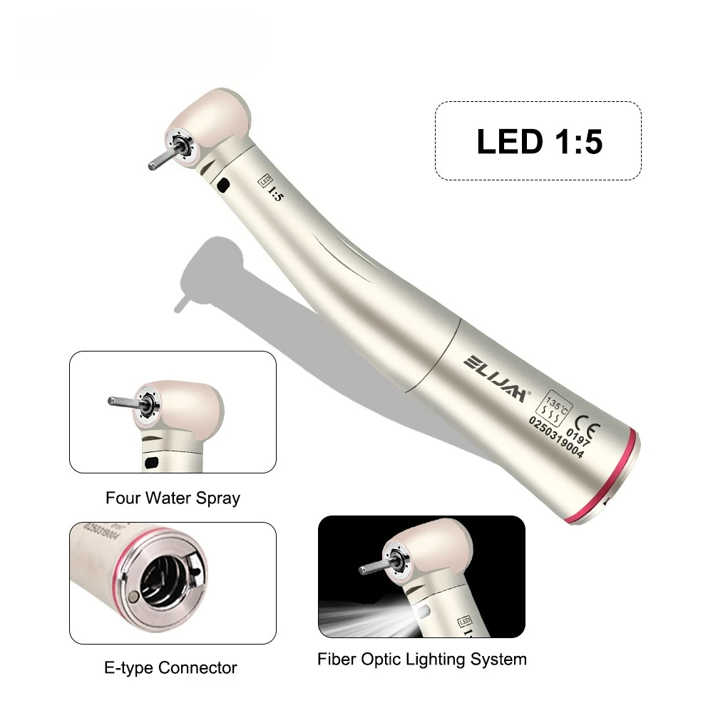 Tandheelkundige Borstelloze Elektrische Micromotor LED Micromotor Werk met 1:1/1:5 Glasvezel E-type Contra Hoek Handstuk Tandarts Gereedschap