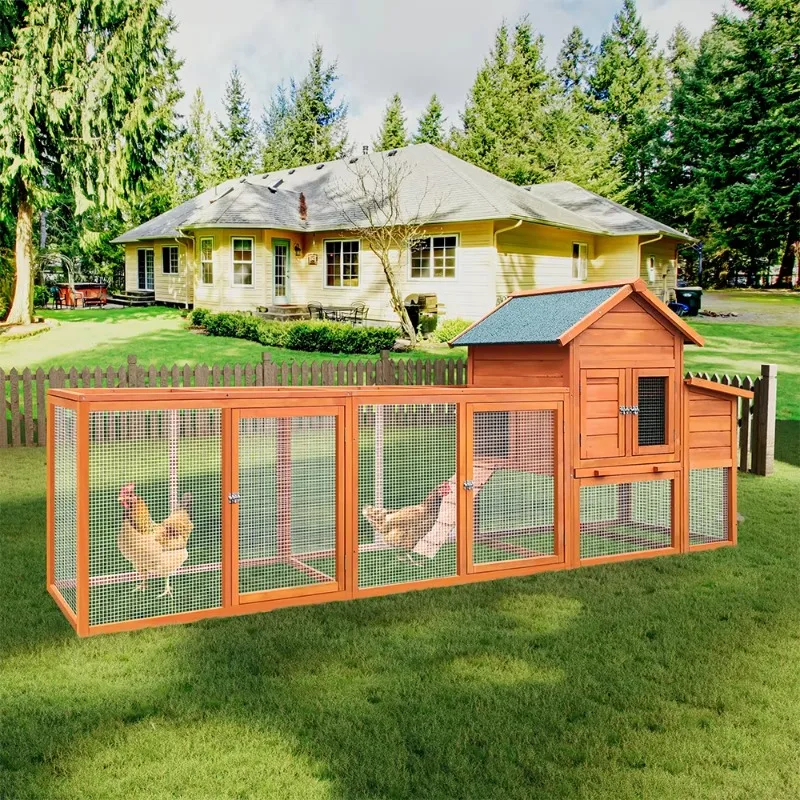 Large Wooden Chicken Coop,Outdoor Hen House with Nesting Box ,Wire Fence Poultry Cage for Commercial Equipment