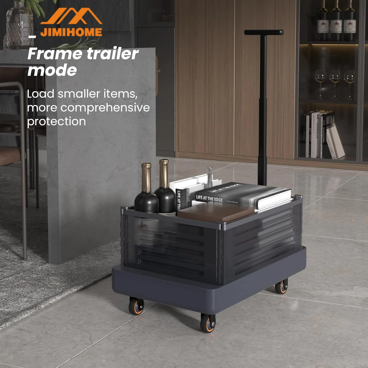 JIMIHOME JM-G1 Folding Camping Hand Pushing Food Cart No Assembly Required for Groceries, Teacher, Moving, and Office Use