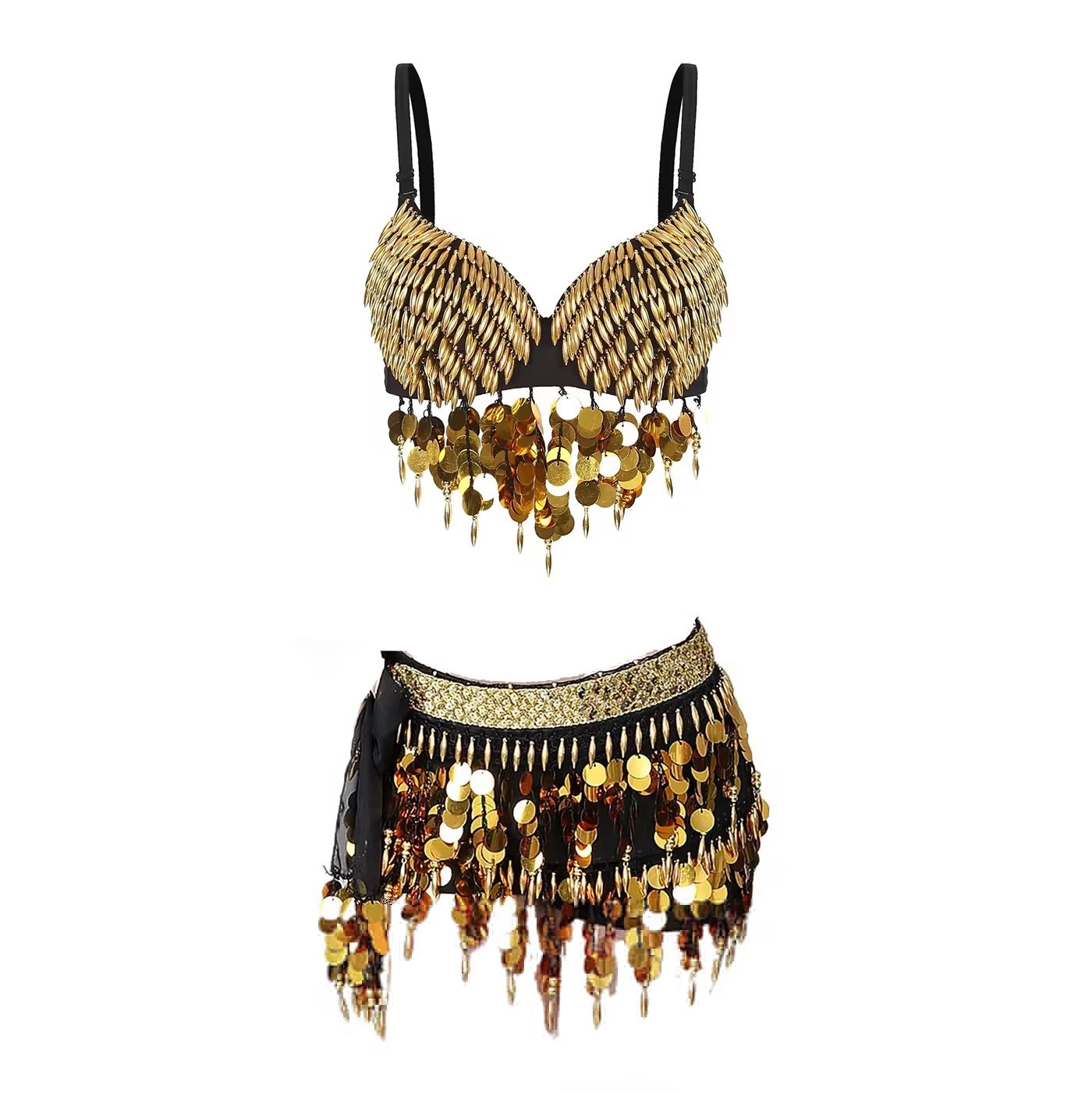 

Женская одежда для танца живота, одежда для ночного клуба, наряд для вечеринки, шарф с монетами, бусины, костюм для танца живота, комплект DJ, сексуальные бюстгальтеры с повязками на руку