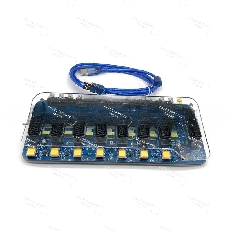 Retro Scart Switch with Acrylic Case, 6 in 1 Output, Video Mini Distributor, Converter, RGB, SVHS, AV Automatic Switcher Adapter