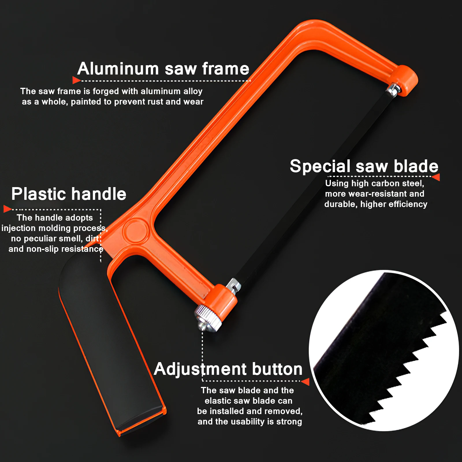 6 Inch Adjustable Hacksaw Frame with Comfortable Handle DIY Small Hand Saw Woodworking Saw Saw Blade Can Cut Wood and Metal