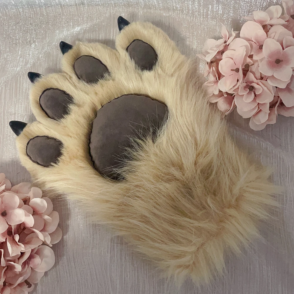 

New Beast Fursuit Brown Wolf Wolves Cosplay Beast Claw Paw Nails Hand Covers Gloves Costume Accessories