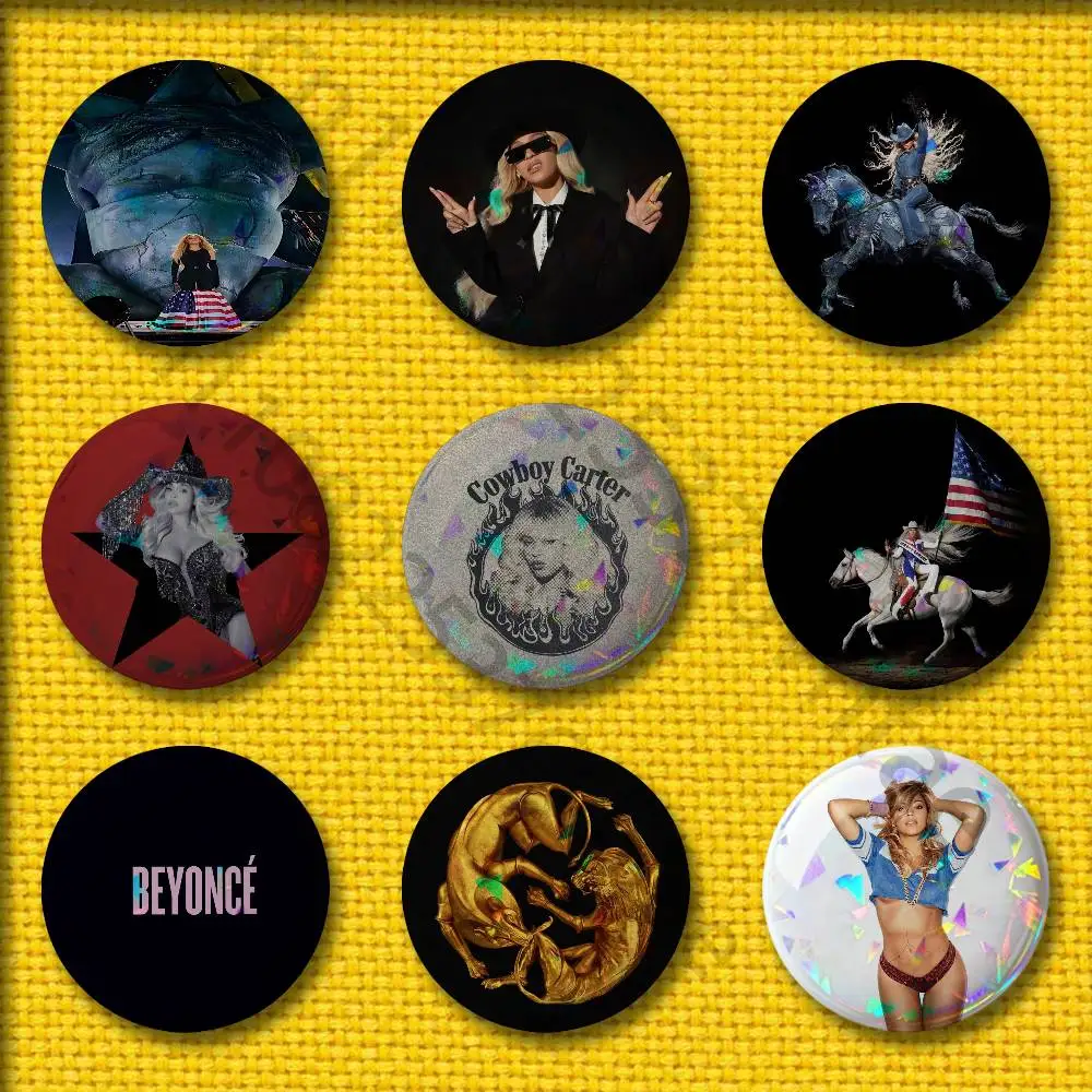 B-Beyonce Cowboy Carter Lemonade Badges 75mm 25mm 44mm 32mm 58mm Round Pin Brooch Souvenir Clothes Cosplay Gift Accessories