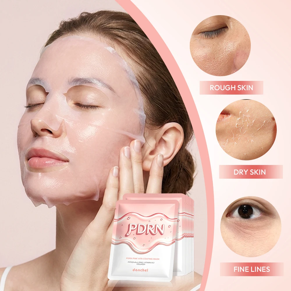 DANCHEL PDRN Vitamin B12 Facial Mask Pink Gel Sheet Repair Barrier Soothe Hydrate Calming Home Facial Skin Care Mask