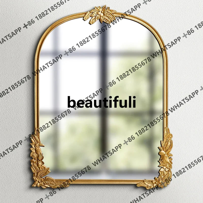 

French vintage carved mirror, American bathroom bathroom, wall-mounted anti-fog mirror, decorative mirror