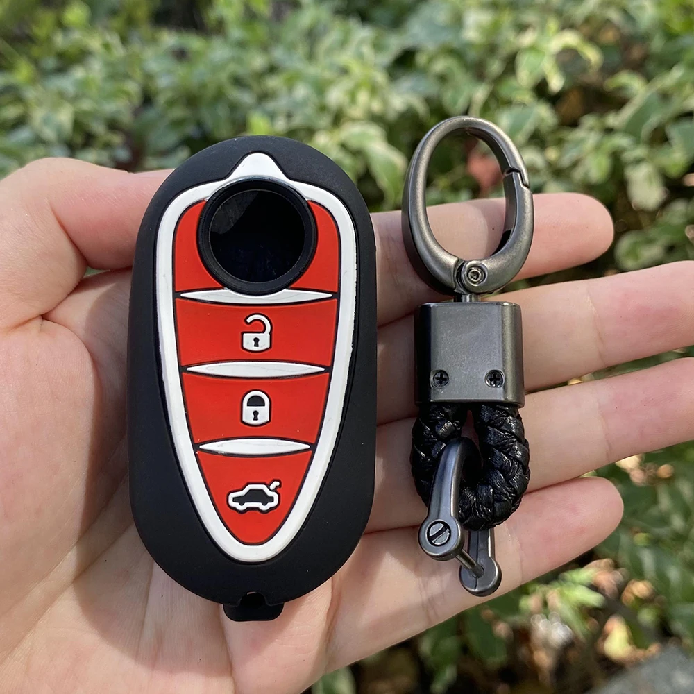 3 Button Silicone Car Key Pad for Alfa Romeo 4C Mito Giulietta Myth 159 GTO GTA Flip Remote Key Car Accessories keychain