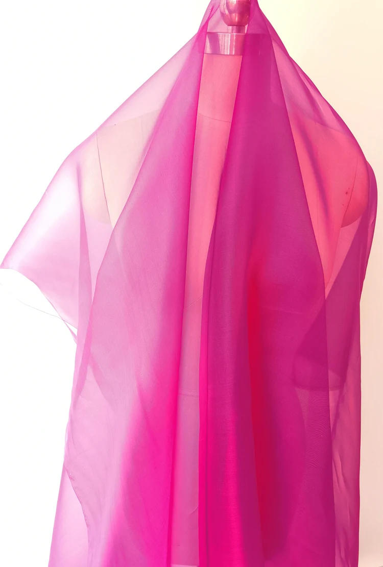 45'' / 55'' breit pro Meter steif geformte Hochzeitsgaze aus schlichter, natürlicher Organza-Stoff aus reiner Seide – Detail 37