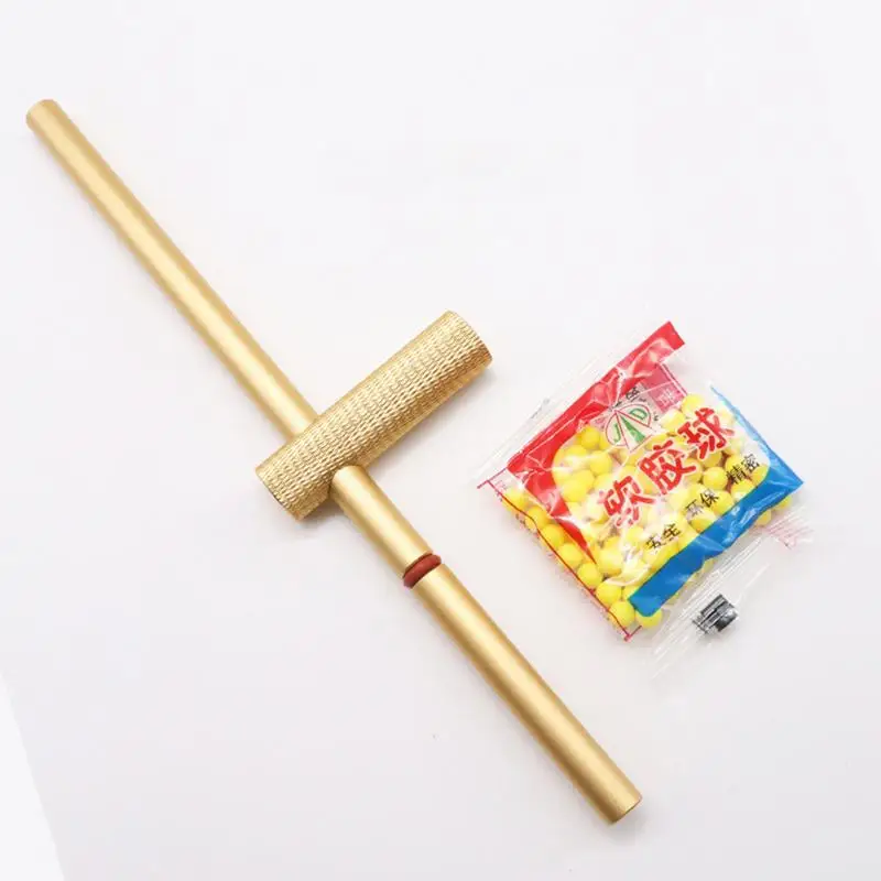 Soft Pinball Launcher Guns Toy Aluminum Alloy Small Ball Shooter Crackling Tube Bamboo Shooting Game Interesting Cracking Toys