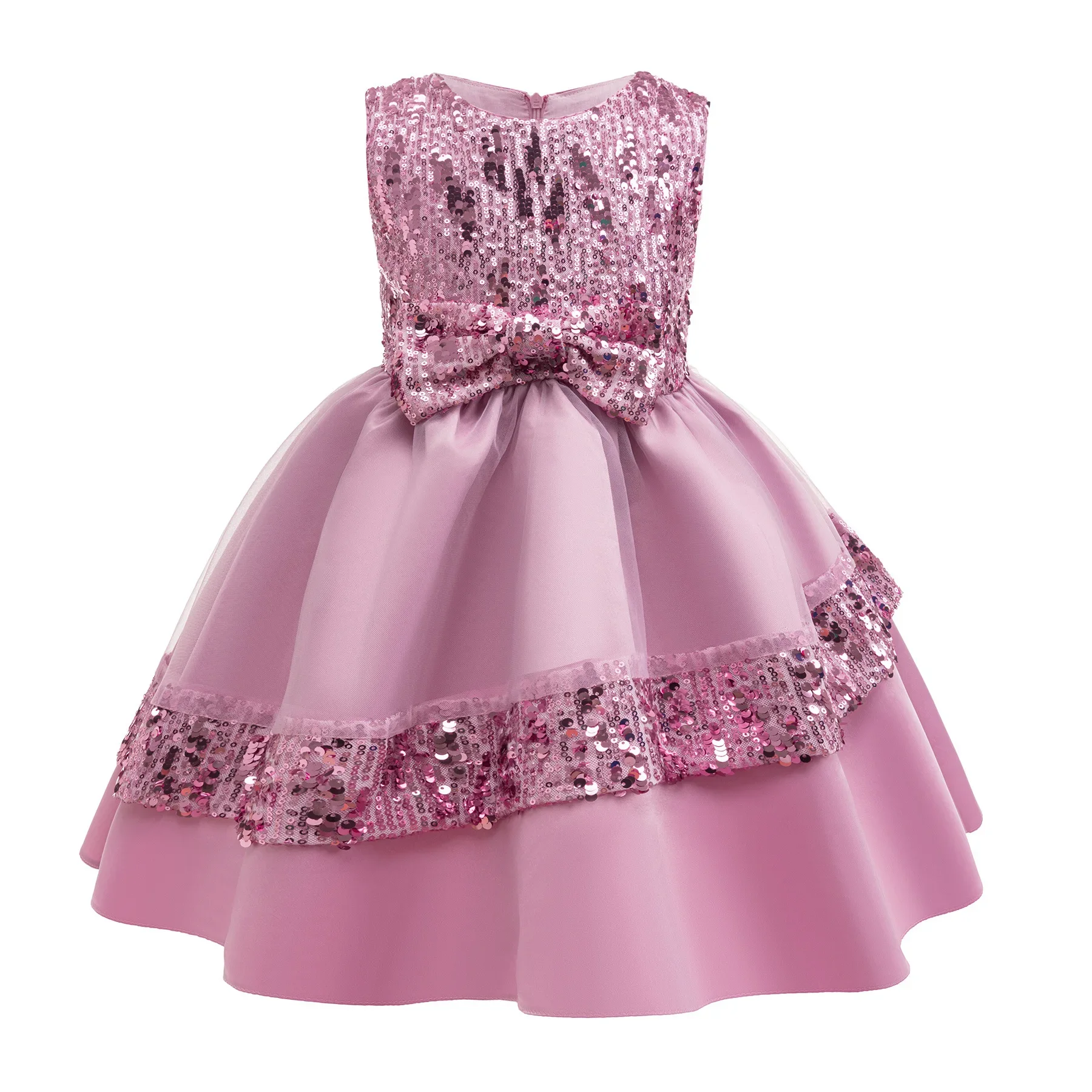 Princess Dress for Girls Sequined Sleeveless Tutu Gown Children's Fashion Birthday Party Frocks for Ages 2-10