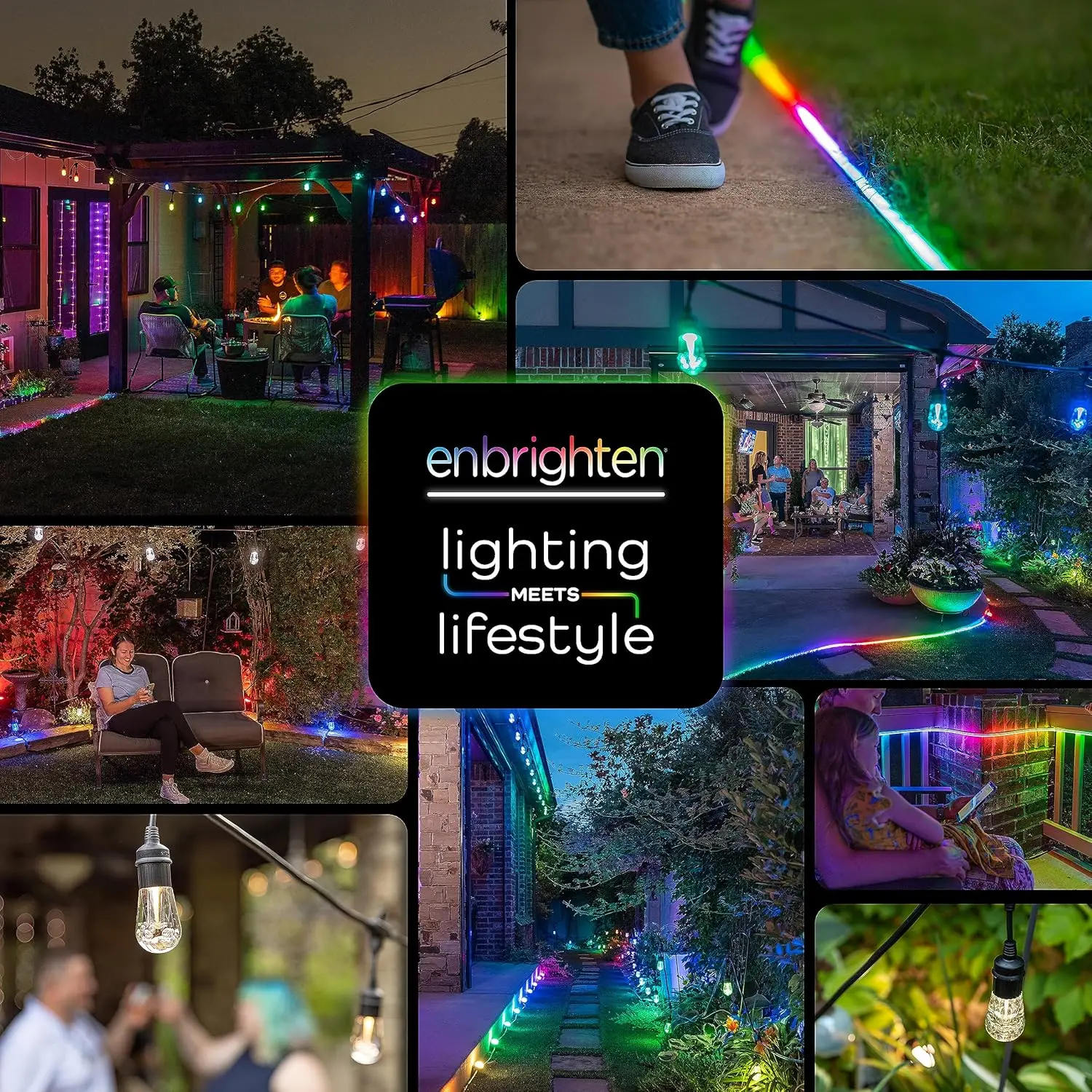 LED Smart Garden Lights, 12 Landscape Lights, 110ft Cord plus 22ft Lead Wire, Compatible