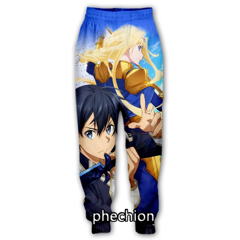 

phechion New Men/Women Anime Sword Art Online 3D Printed Casual Pants Fashion Streetwear Men Loose Sporting Long Trousers F212