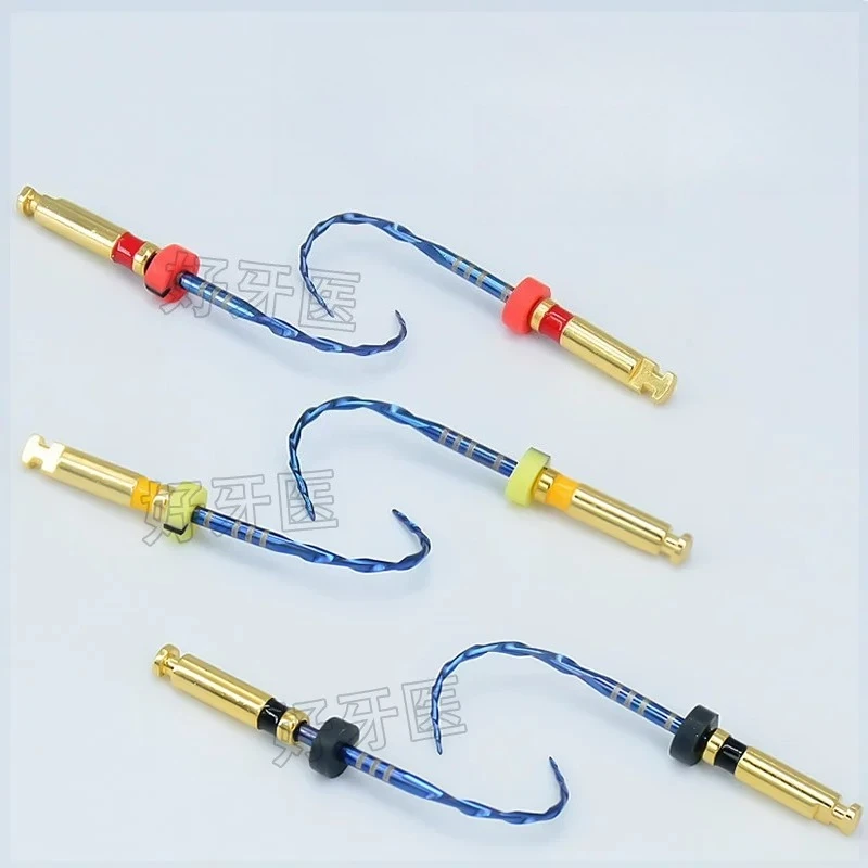 Dental nickel-titanium shuttle with a file expansion needle blue heat-activated pre-bendable single file