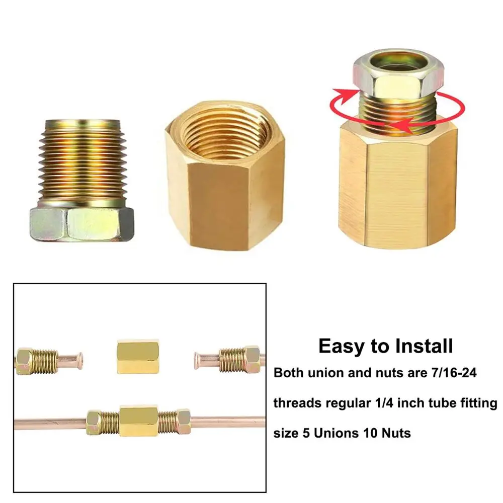 1/4â€ Brake Line Fittings - Upgraded 15 Pieces 7/16-24 Threads Assortment