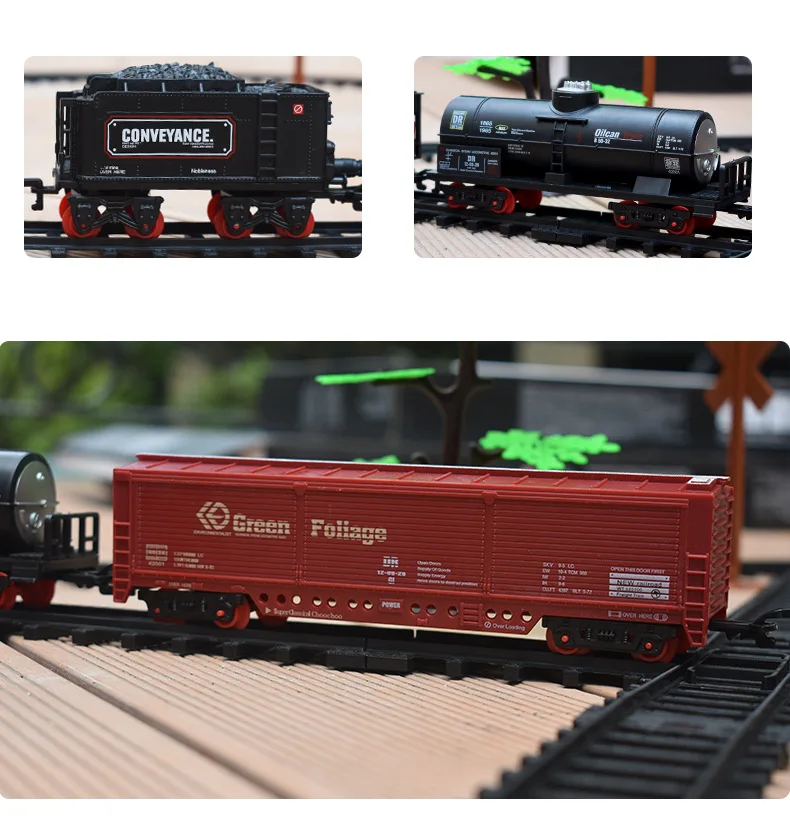 Simulation Train Retro Steam Train Model Track Train AA Battery Train Set Toys For 3 4 5 6 Year Old Boys Girls