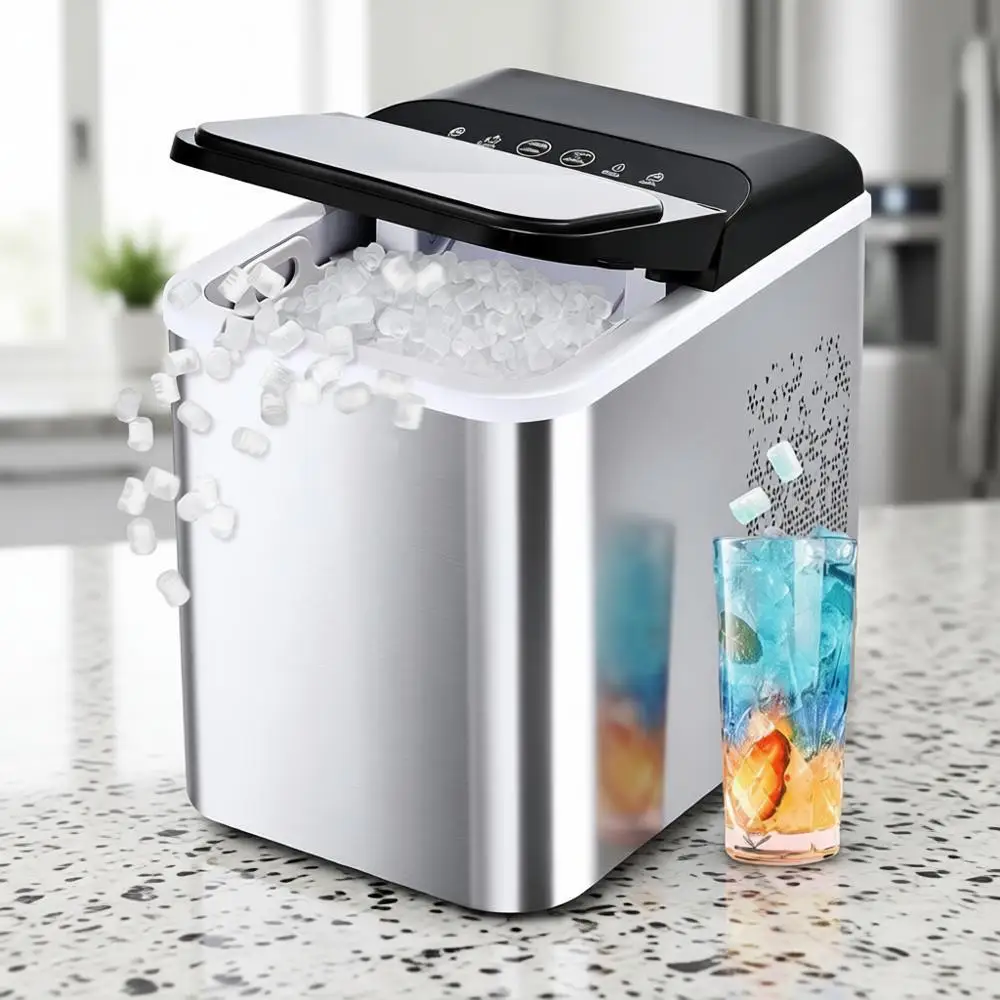 

Настольный льдогенератор Net Ice, 8 минут, 35 фунтов/24 часа, самоочистка, портативный, с совком и корзиной, для производства пищевого гранулированного льда