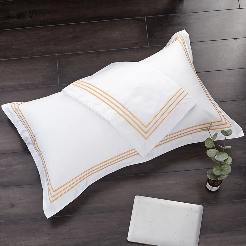 

48*74cm 55*85cm 2pcs Luxury Cure Cotton Embroidery 5 Stars Hotel Supplies Pillowcase Pillow Cover White Encryption Pillow Case