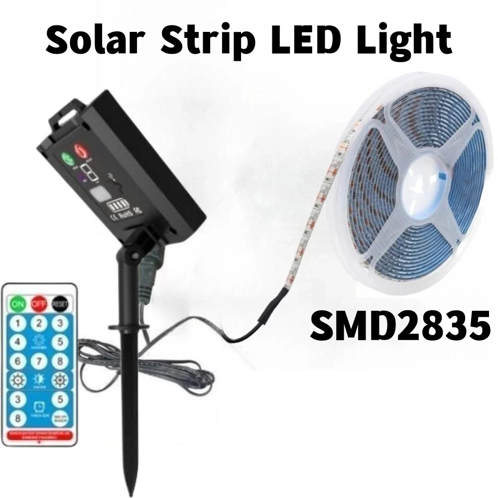 5V Solar LED Strip Light Remote Control 2835 60 LEDs Flexible Tape Lights Waterproof Warm White 0.5m 1m 2m 5m Garden Decoration