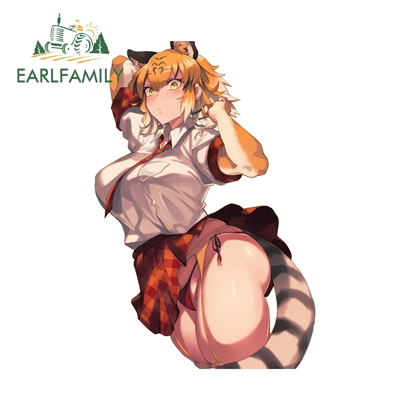 

EARLFAMILY 13см x 8.8см Оригинальная меховая наклейка на автомобиль с изображением тигра, NSFW, с рисунком ягодиц и груди, устойчивая к царапинам, для стайлинга бампера