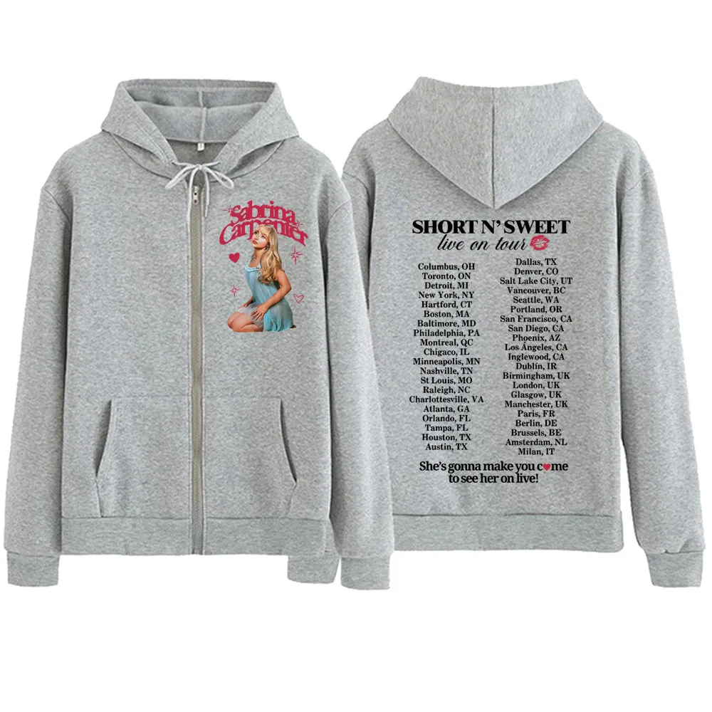 Sabrina Carpenter Short n\' Sweet Zipper Hoodie Harajuku Pullover Tops Sweatshirt Streetwear