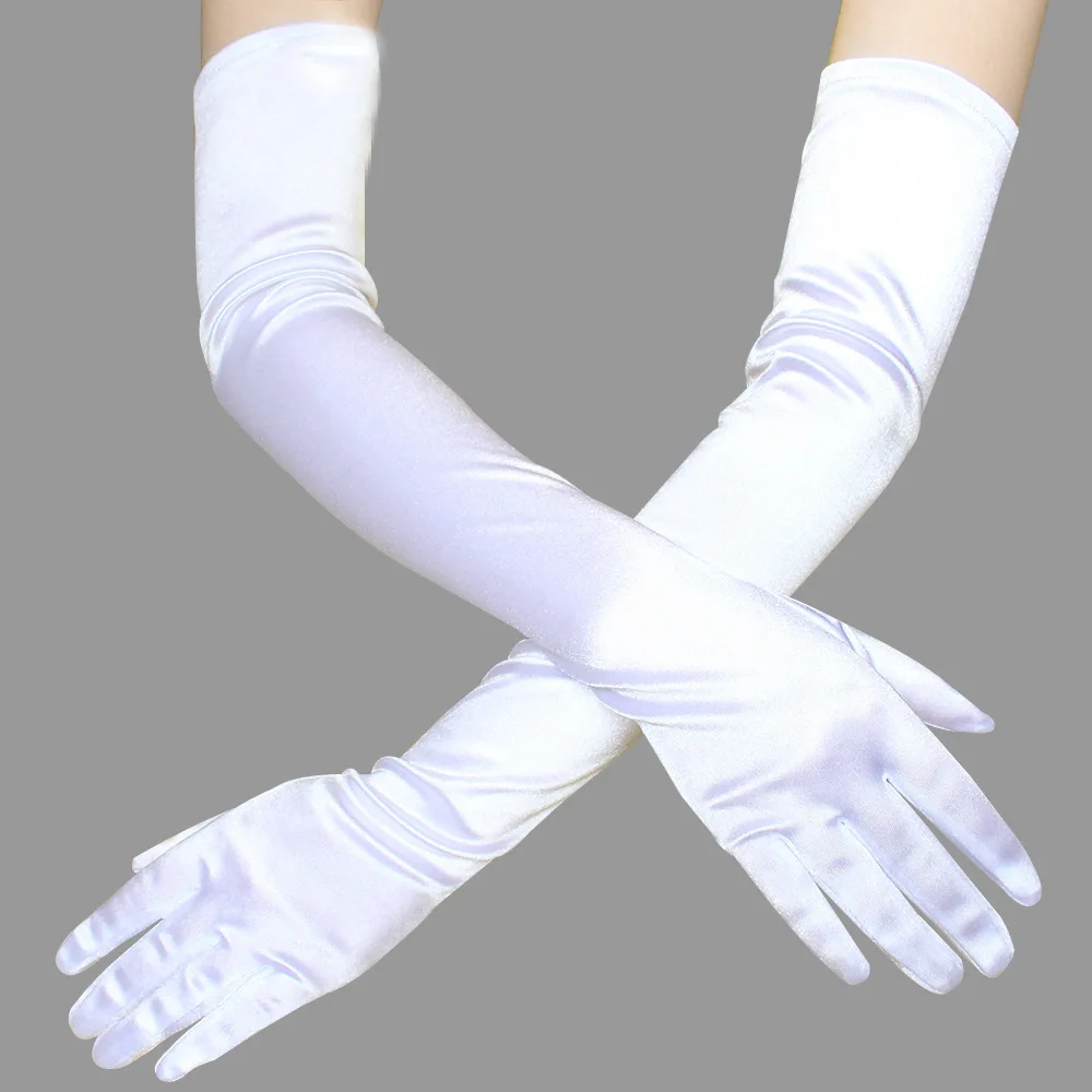 Einfache Satin-Sommerhandschuhe, Hochzeit, Abendessen, Kleid, Accessoires, französischer Stil, Braut-Fotografie-Handschuhe – Detail 2