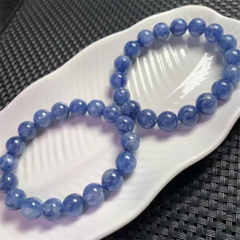 11MM Natural Kyanite Bracelet Gemstone Round Bead Crystal Healing Round Bead Bracelet Women Men Fine Jewelry Gift 1PCS