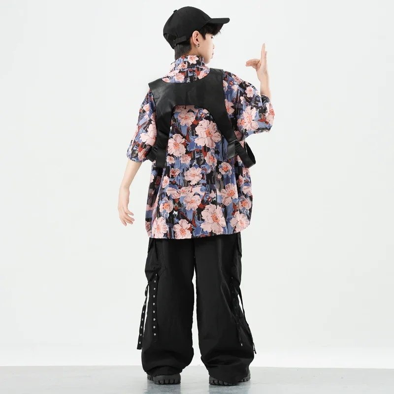 Jungen Hip Hop Kleidung Weste Drucken T-shirt Cargo Hosen Mädchen Street Dance Kleidung Sets Kinder Jazz K-pop Kostüme Kinder streetwear