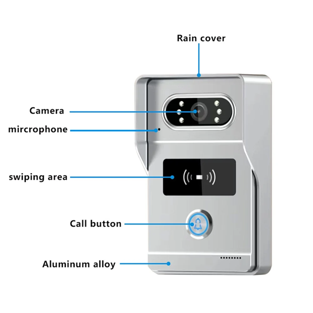 AHD8 Tuya Smart WiFi Video 4-wire Door Phone System 1080P IP Camera with Monitor Access Control for Villa/Apartment/Office