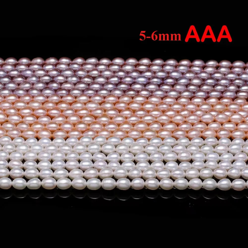 

5-6mm AAA36cm Natural Freshwater Pearl Bead High Quality Rice Shape Punch Jewelry Making DIY Charm Bracelet Necklace Accessories