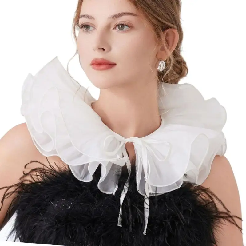 M6CD Halloween Clown Ruffled Clown Mesh Costume Assume for Party Cosplay للجنسين
