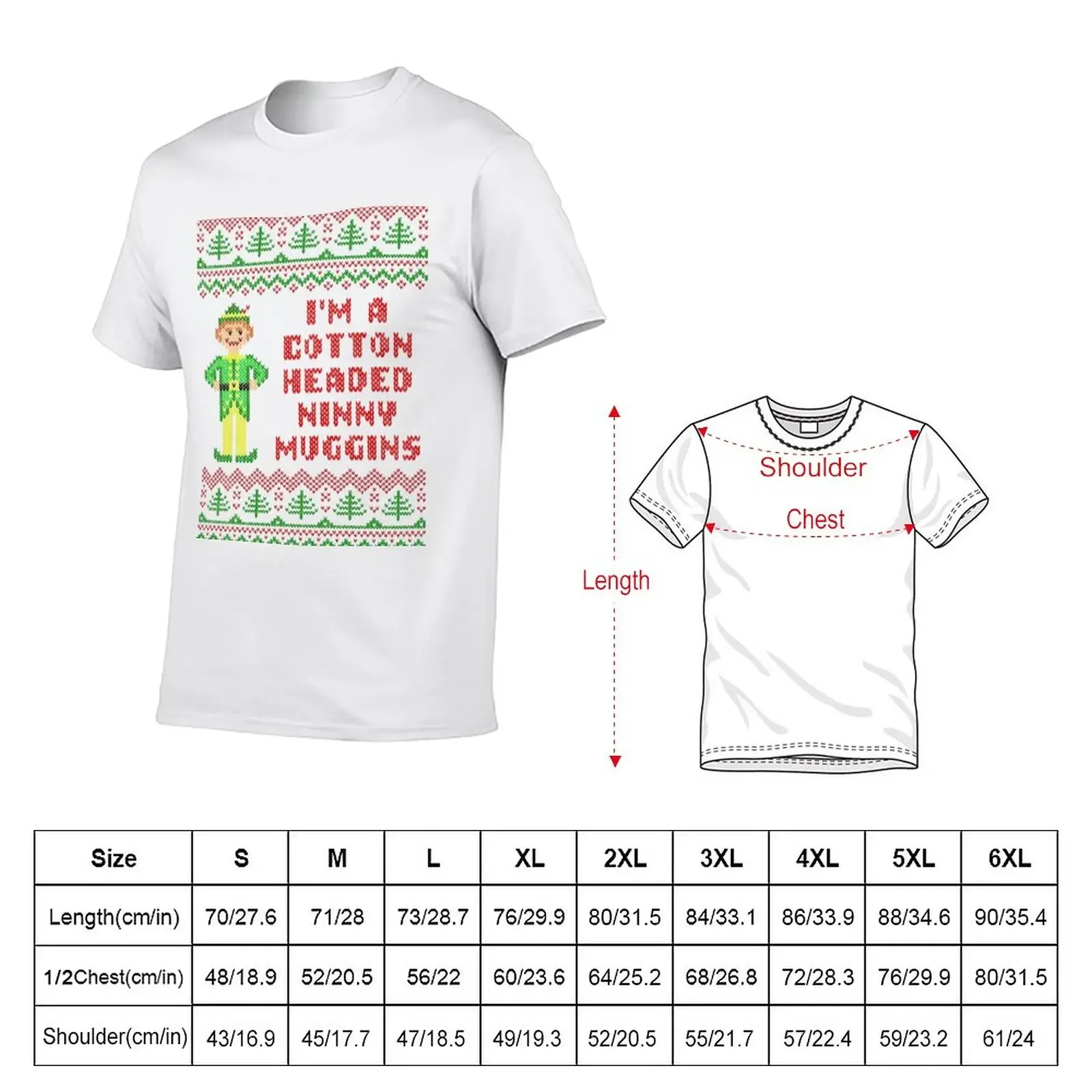 Funny Elf Cotton Headed Ninny Muggins Ugly Sweater T-Shirt graphics boys whites vintage Men's clothing