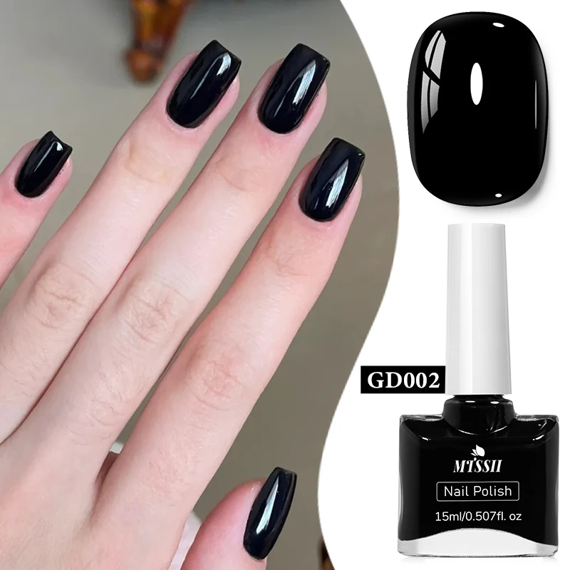 2pcs 15ml Glass Bottle Water-based Nail Polish Black White Colors Combination  Tearable Quick Dry No Bake Semi-permanent