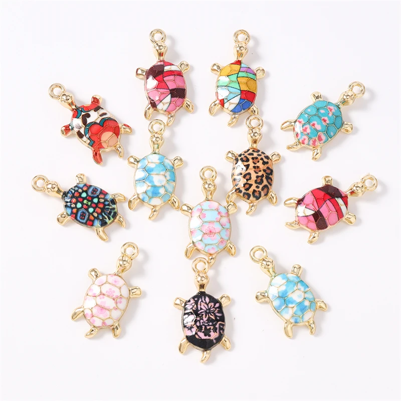 Duarte 20 Teile/los Nette Bunte Emaille Tier Schildkröte Charms Anhänger für Die Herstellung Von DIY Ohrringe Halsketten Armband Schmuck Erkenntnisse – Detail 5
