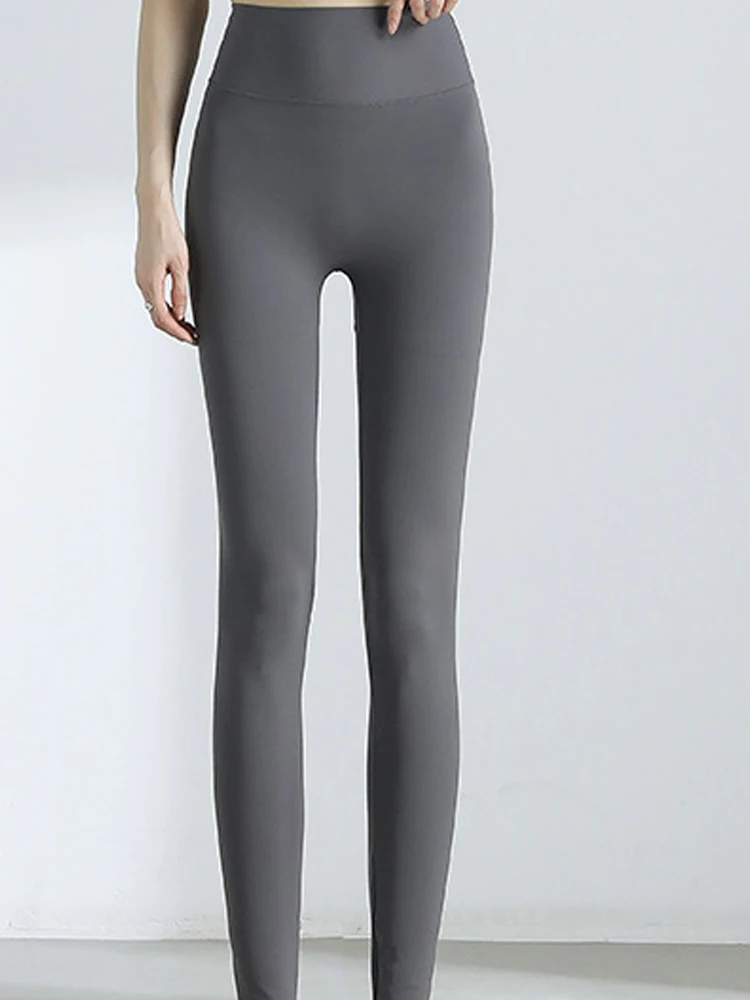 

Новинка 2025, тонкие брюки из коровьей кожи с высокой талией, женская верхняя одежда для йоги, летняя одежда с подтяжкой ягодиц, ледяной шелк, увеличивающий живот