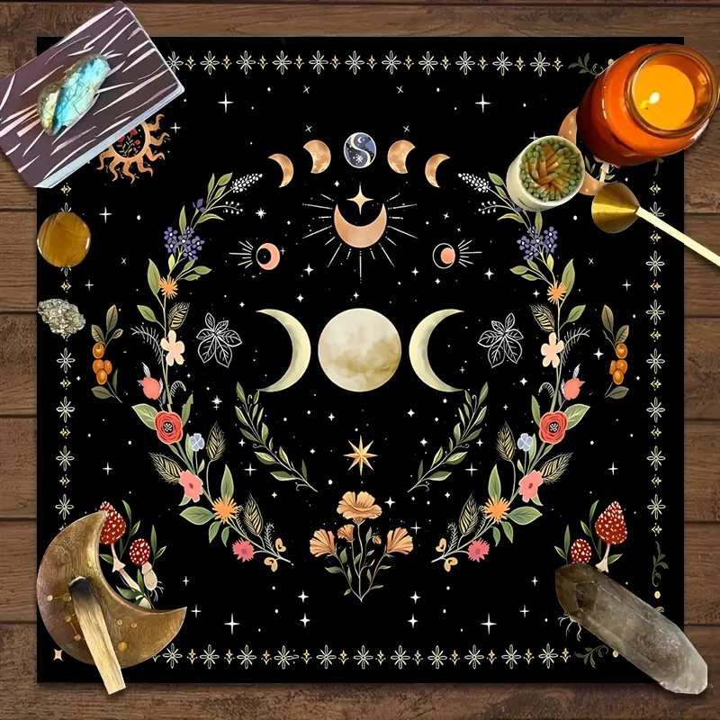 VIKAMA Mantel Mystic Star Moon Decoración y accesorios de mesa de estilo bohemio Impostazione de mesa de fiesta de tarot