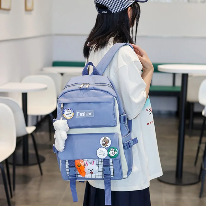 Mochila para estudiantes de secundaria, conjunto de cuatro piezas para escuela primaria, adecuada para el estudio de niñas, bolsa de corrección