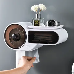 Wall Mounted Bathroom Toilet Paper Holder Paper Tissue Box Plastic Toilet Dispenser Roll Paper Storage Box Free Punching