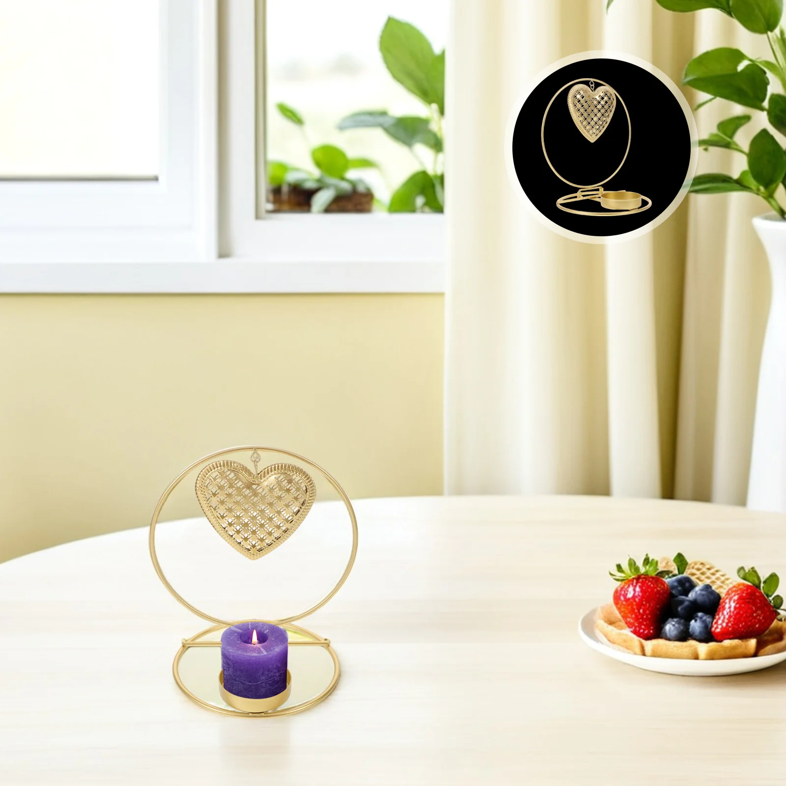 

Metal Double Ring Holder Gold Heart Tealight Stand For Wedding Centerpiece Table Decor Holiday Advent Decoration