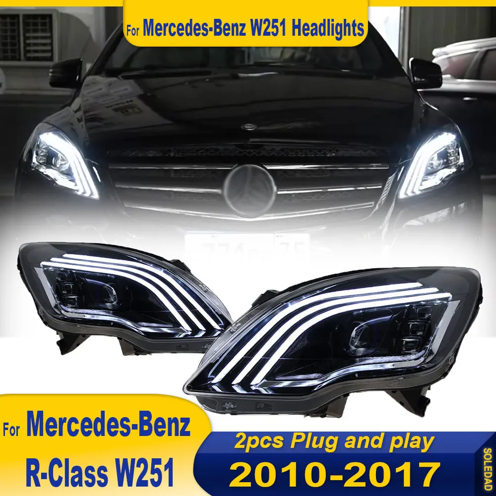 2PCS Headlights For Benz W251 2010-2017 R300 R320 R400 Maybach Styling LED Daytime Lights Dynamic Signal Auto Accessories