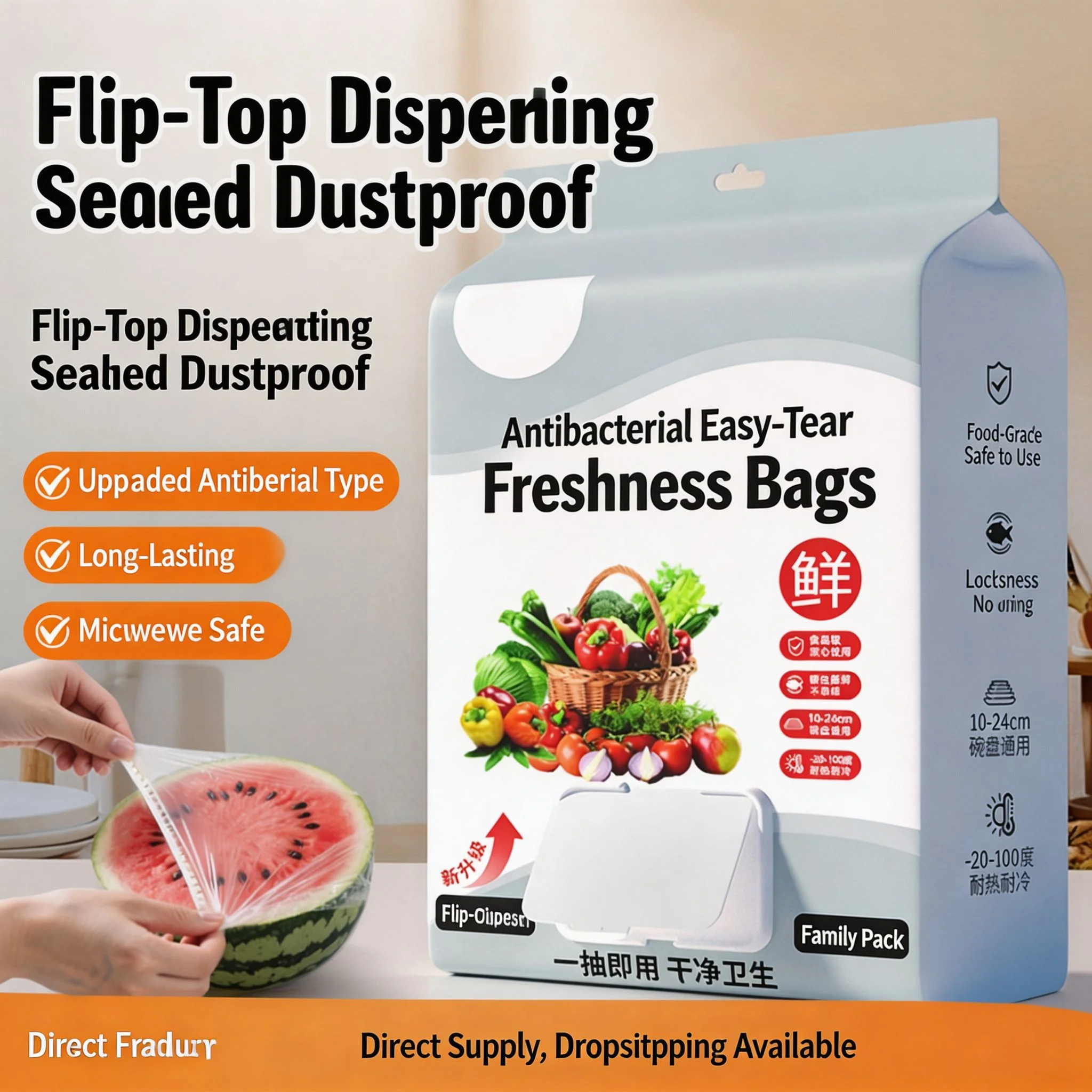 300/500Pcs Stretch Elastic Food Storage Wraps Anti-Odor Disposable Plastic Bowl Covers For Kitchen Fridge All Sizes Tableware