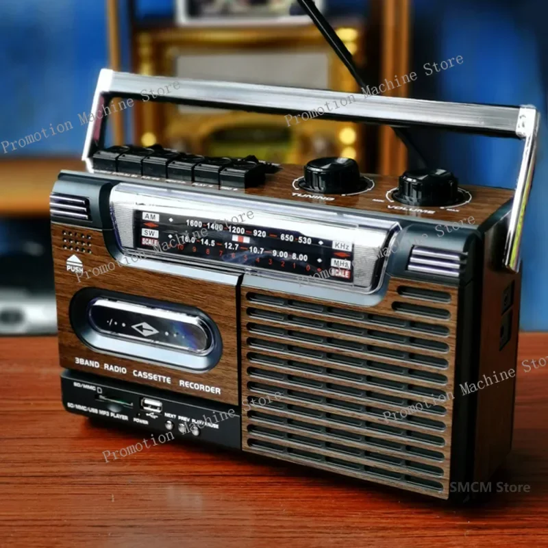 

Portable Vintage Retro USB AM/FM/SW Multiband Radio Stereo Wireless Bluetooth Boombox Mp3 Audio Cassette Tape Player Recorder TF