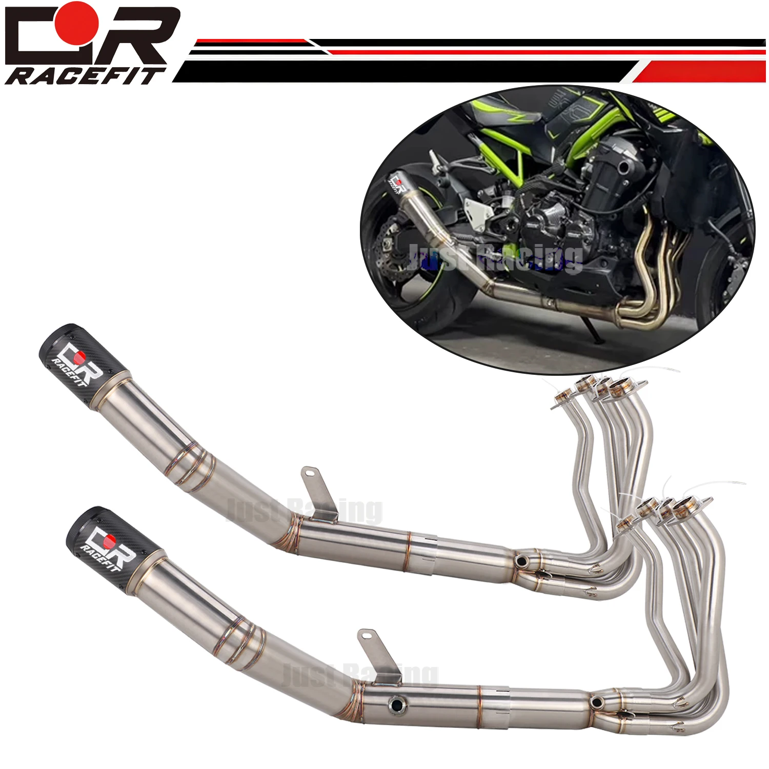 

Motorcycle Full Exhaust System Header Front Link Carbon Muffler Pipe For kawasaki Z900 2026 2026
