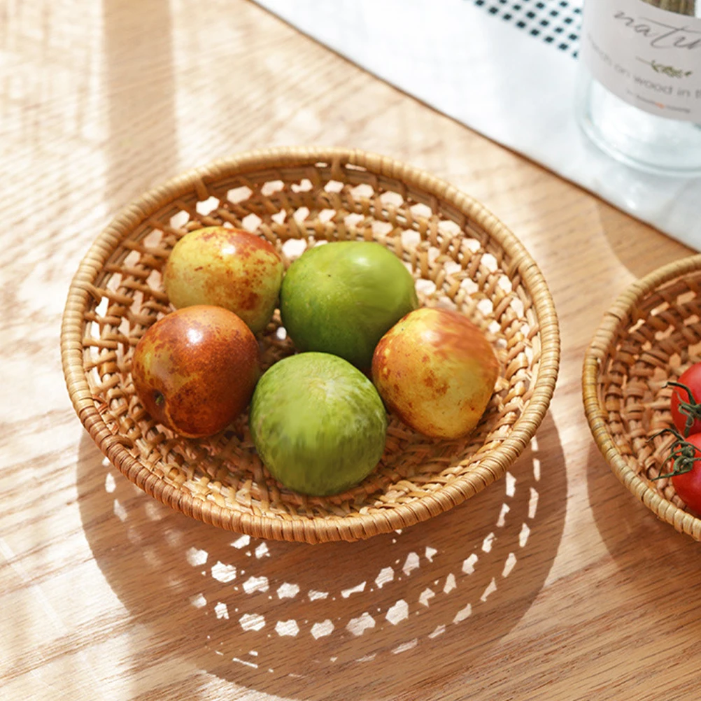 

Fruit Basket Rattan Woven Natural Storage Basket For Bread Fruits Snacks Kitchen Decorative Organizer Woven Food Holder