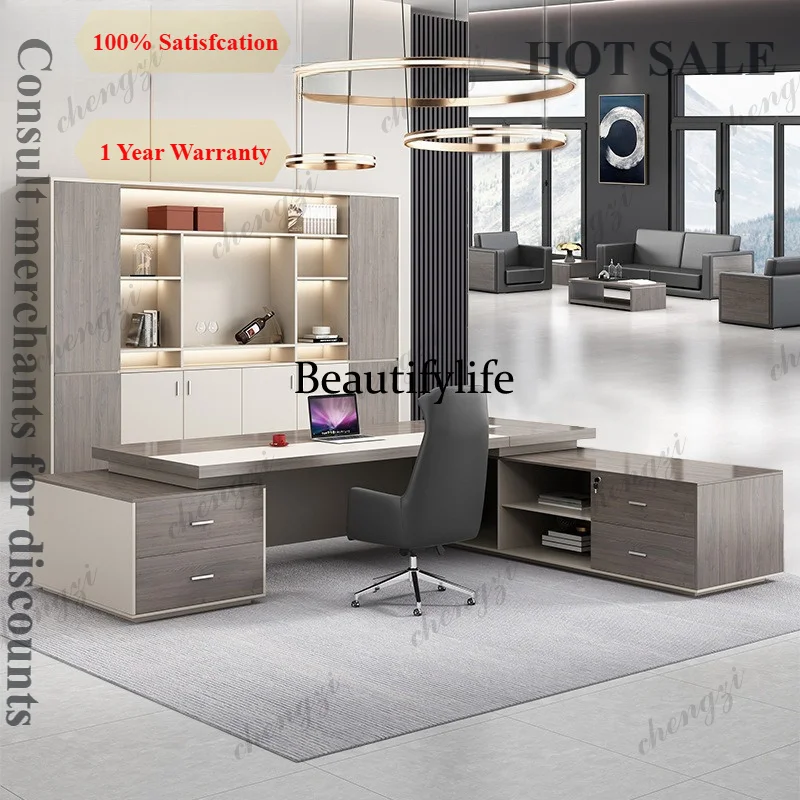 B573 Light Luxury Office Desk Manager's Room Supervisor's Table Single Office Desk Large Class Office Furniture Meja Kantor