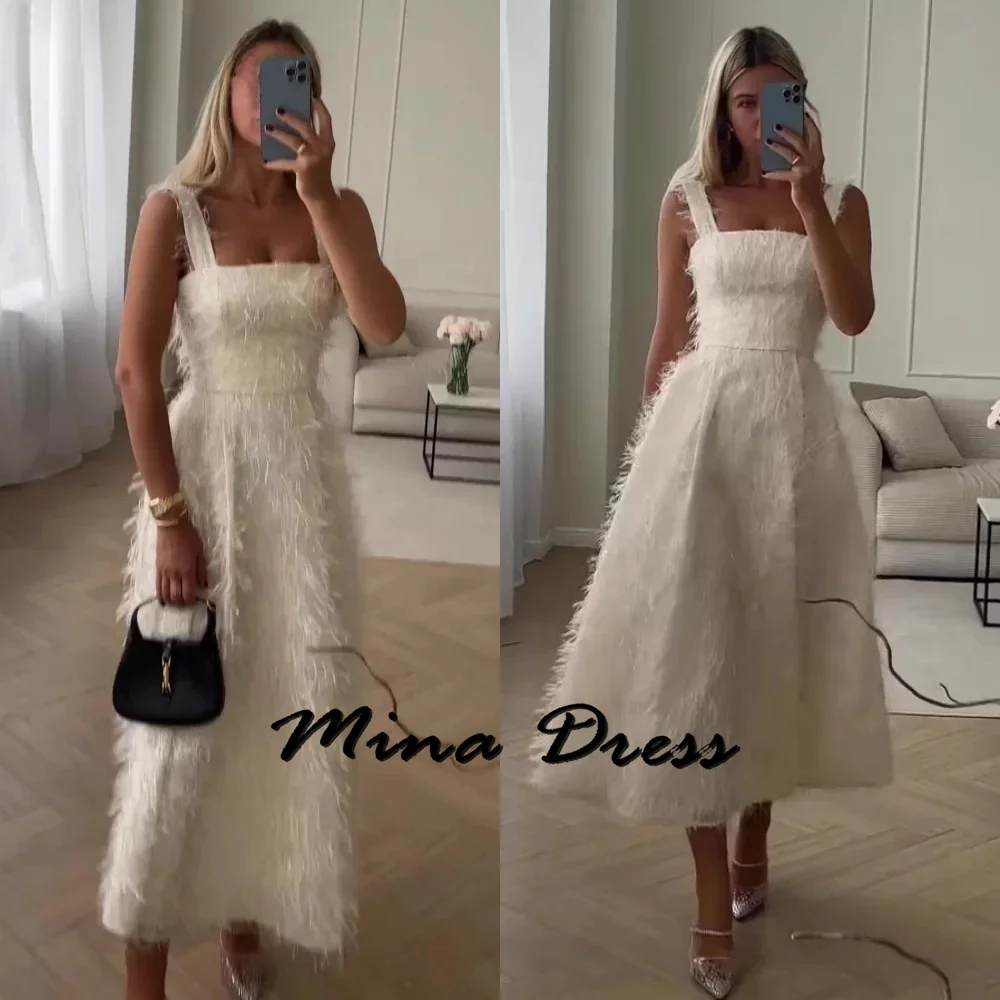 

Mina Customized Backless Luxurious Women's Evening Dresses for Special Occasions Sleeveless Elegant Party Dresses Woman Feather